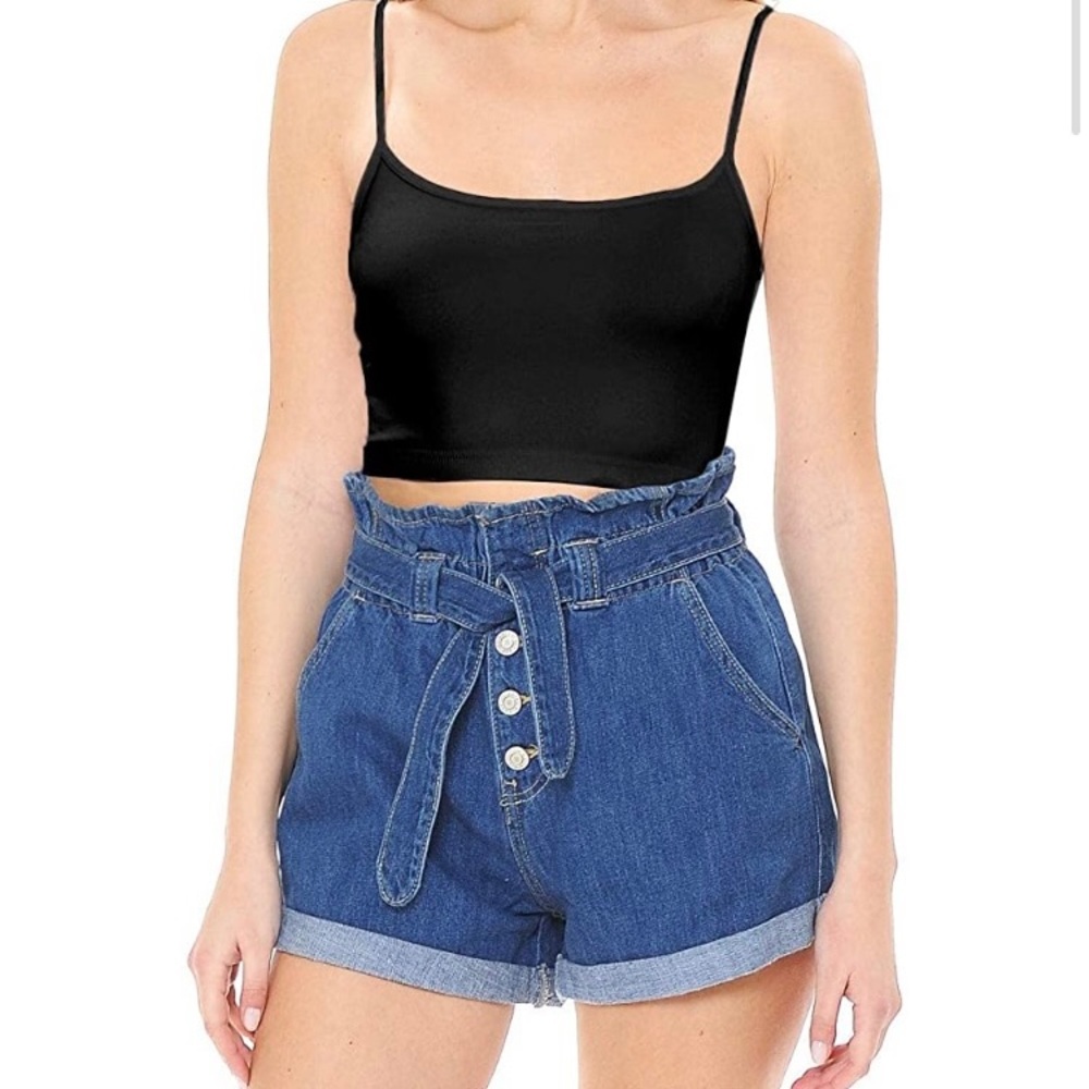 Wax‎ Jean Belted Paper bag Blue Denim Shorts, Size S, NWT